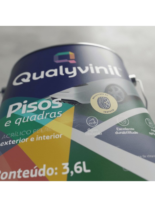 Qualyvinil Piso Premium Pisos & Quadras Fosco Cinza Claro 3,6L Qualyvinil Piso Premium Pisos & Quadras Fosco Cinza Claro 3,6L
