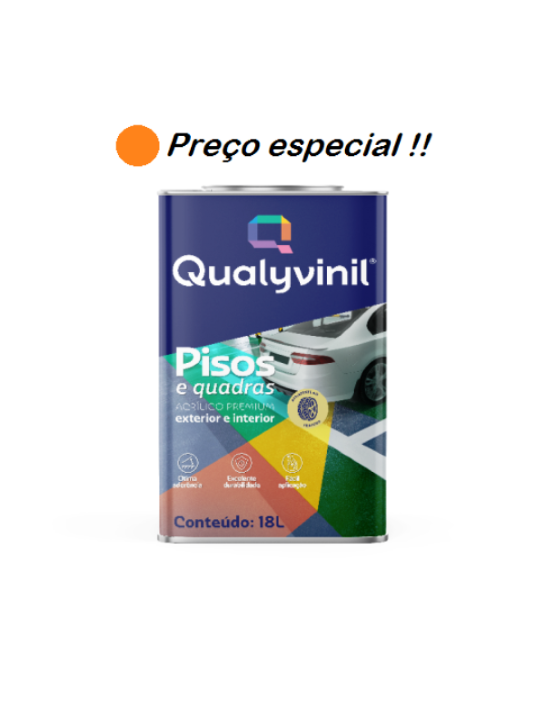 Qualyvinil Piso Premium Pisos & Quadras Fosco Branco 18L Qualyvinil Piso Premium Pisos & Quadras Fosco Branco 18L